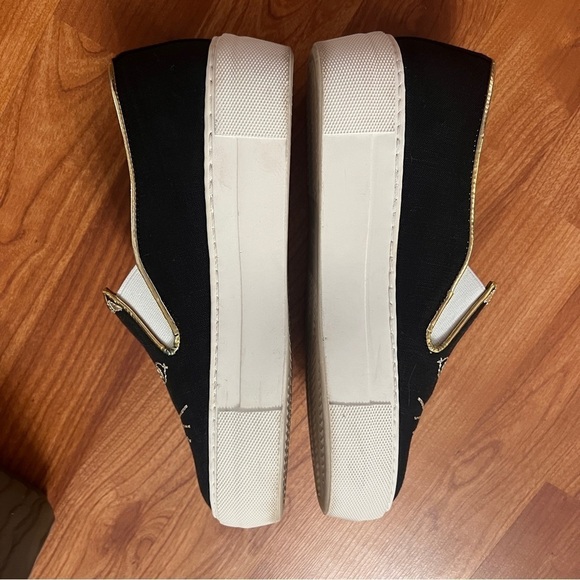 Charlotte Olympia - Kitty Cat Platform Slip On Sneakers - Black & Gold - Sz 36 - Picture 4 of 8